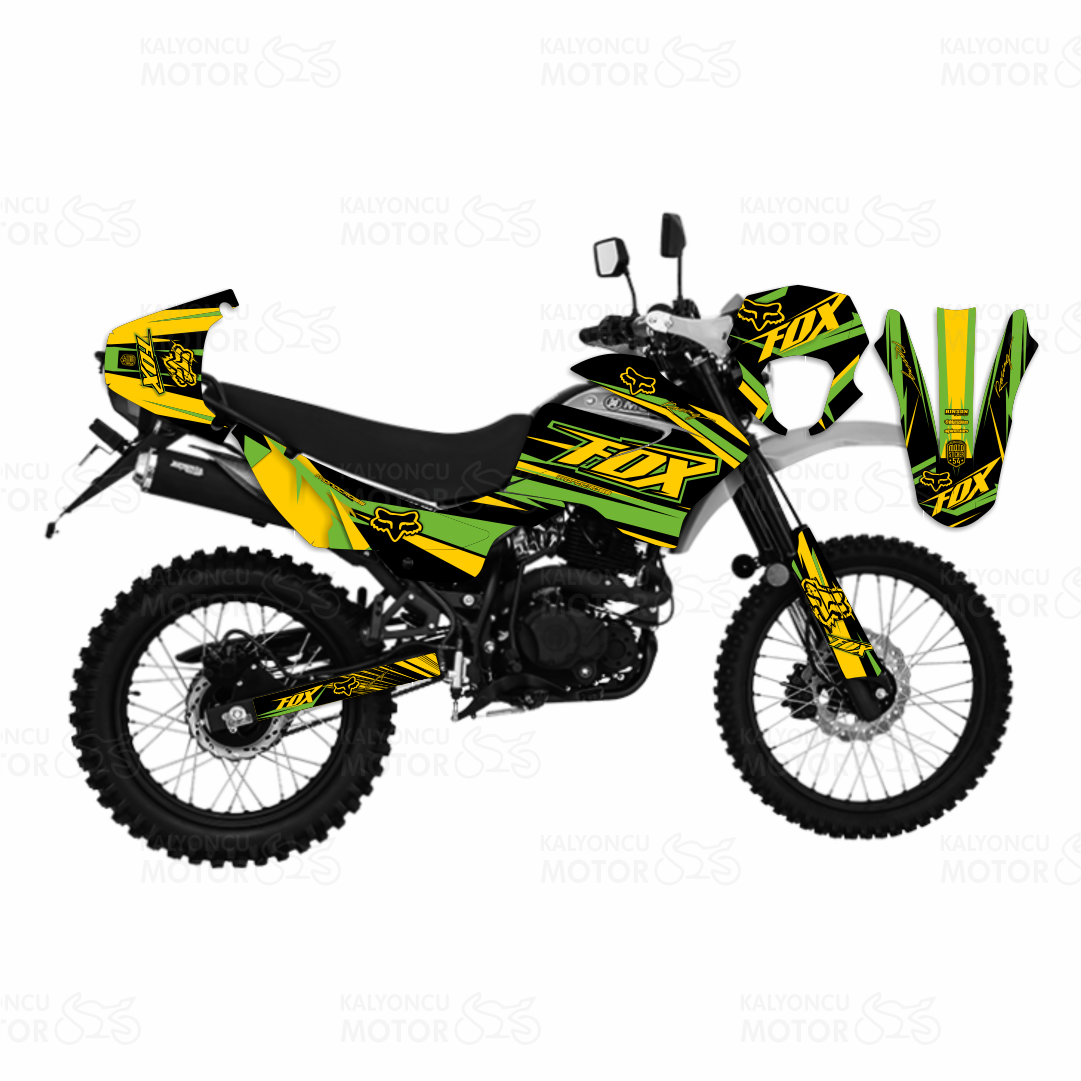 Mondial X-Treme Max 200 i Fox Design Sticker Set Sarı-Yeşil