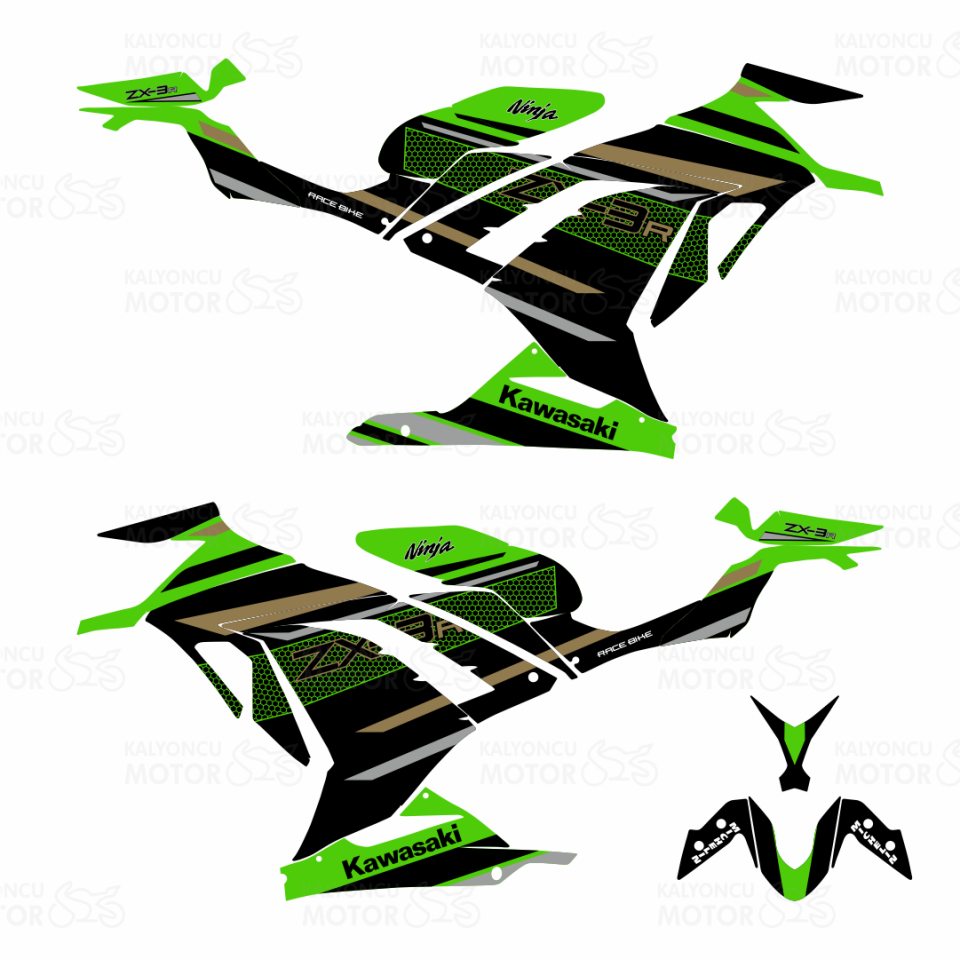 Kawasaki Ninja 300 ZX-3R Desing Sticker Set