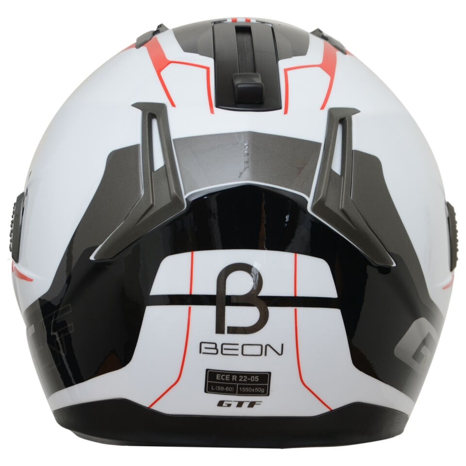 Beon B-700 Çene Açılır Motosiklet Kaskı Beyaz-Kırmızı - XL