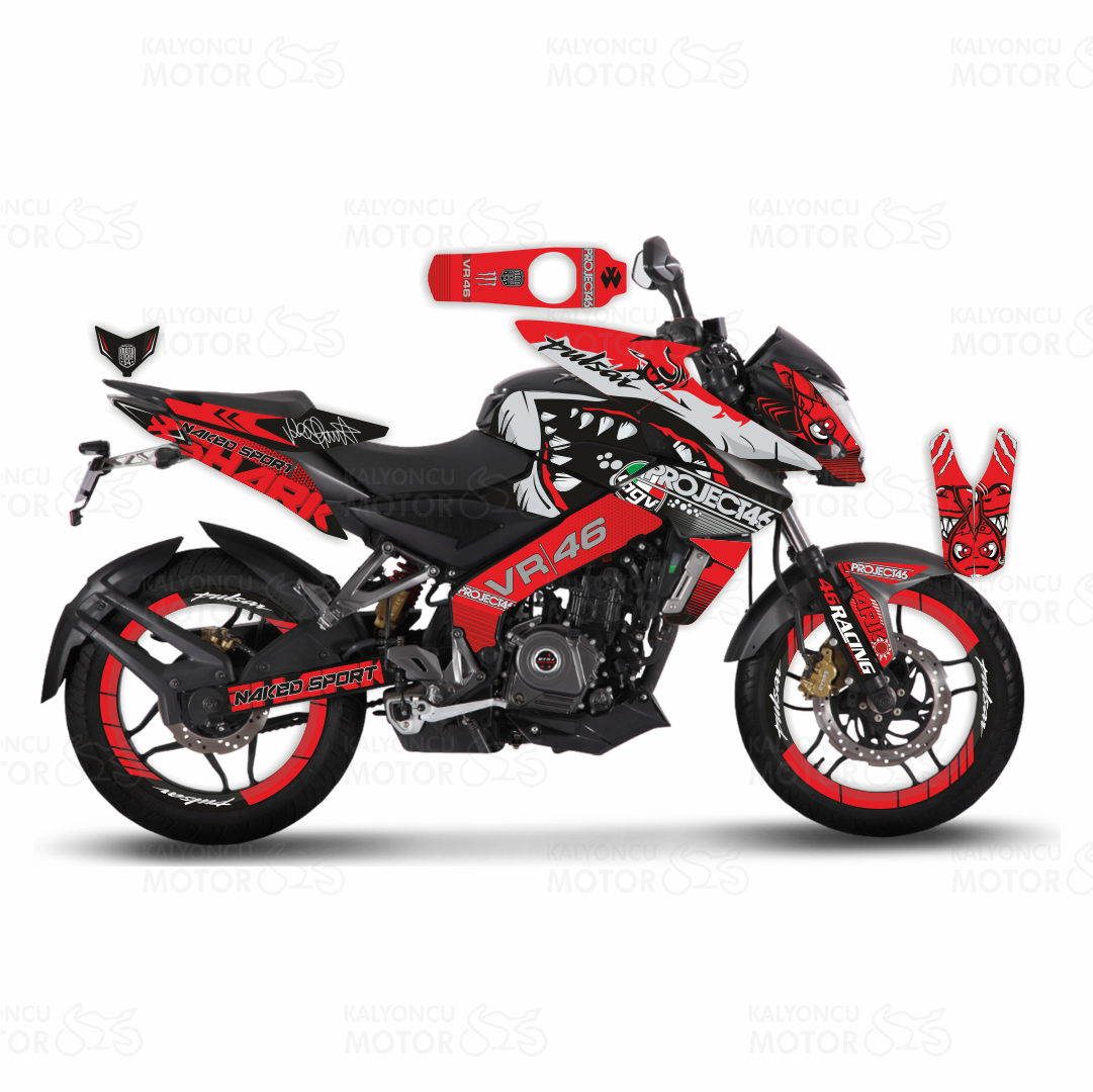 Bajaj Pulsar 200 NS Rossi Sticker Set Kırmızı