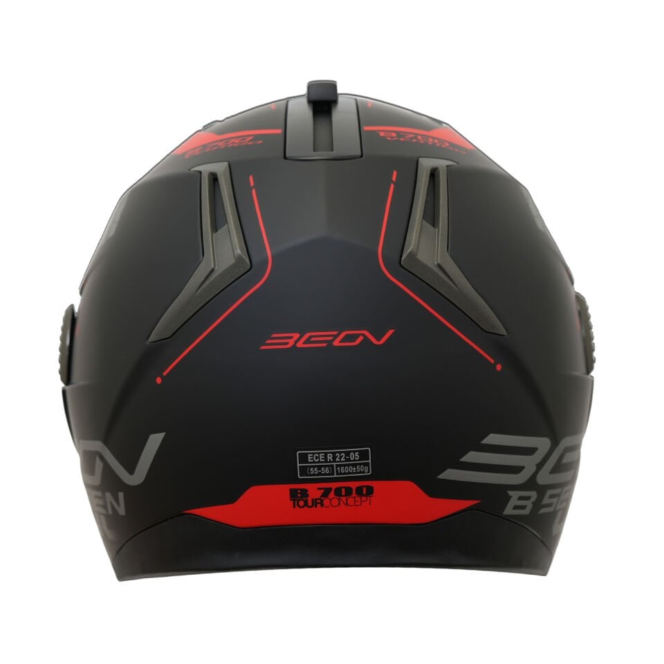 Beon B 700 Vertigo Çene Açılır Motosiklet Kaskı Siyah Kırmızı - S