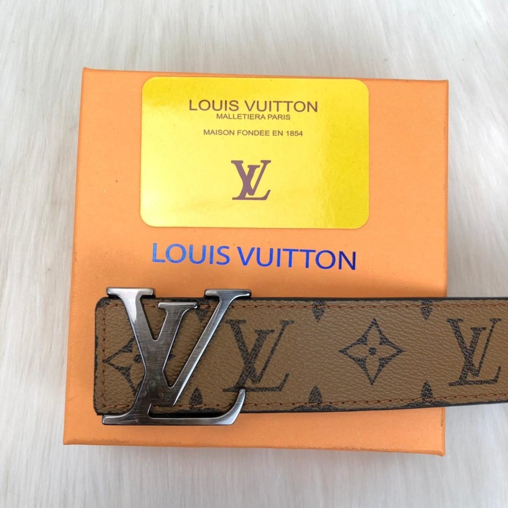 LOUIS VUITTON MONOGRAM CANVAS KEMER %100 HAKIKI DERI TABA