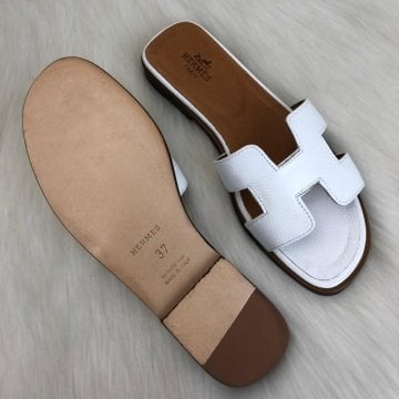 HERMES ORAN SANDALS %100 HAKİKİ DERİ BEYAZ