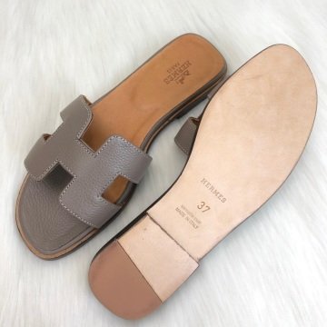 HERMES ORAN SANDALS %100 HAKİKİ DERİ VİZON