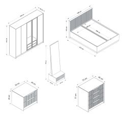 Kale Luxe Yatak Odası Takımı - Antrasit Set 3