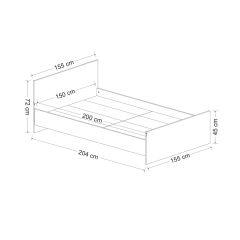 Kale Çift Kişilik Karyola 150X200 Eskitme Beyaz