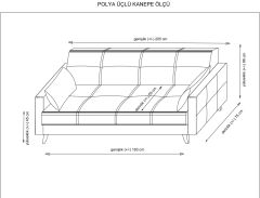 Polya Üçlü Koltuk - Koyu Gri