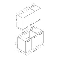 Minar 130 Cm Mutfak Dolabı Beyaz 130-B1