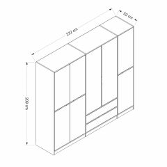 Elina 5 Kapaklı Dolap - Dore/Beyaz