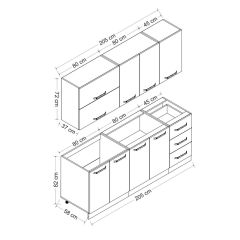 Minar 205 Cm Mutfak Dolabı Beyaz Antrasit 205-A2