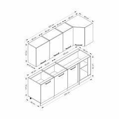 Minar 225Cm Köşe Mutfak Dolabı - Beyaz/Antrasit K225-A1
