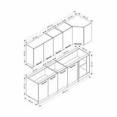 Minar 240Cm Köşe Mutfak Dolabı - Beyaz/Dore K240-D1