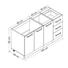 Minar 160 Cm Mutfak Dolabı Beyaz 160-B1-Alt Modül