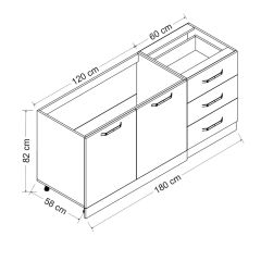 Minar 180 Cm Mutfak Dolabı Beyaz 180-B1-Alt Modül