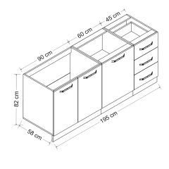 Minar 195 Cm Mutfak Dolabı Beyaz 195-B1 -Alt Modül