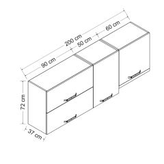 Minar 200 Cm Mutfak Dolabı Beyaz 200-B7-Üst Modül