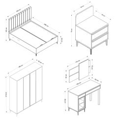 Elevate Set 2 Siyah (Baza+4K Dlp+2 Komodın+Makyaj) Senkron