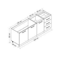 Minar 220 Cm Mutfak Dolabı Beyaz 220-B1-Alt Modül