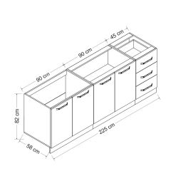 Minar 225 Cm Mutfak Dolabı Beyaz 225-B2-Alt Modül