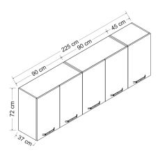 Minar 225 Cm Mutfak Dolabı Beyaz 225-B2-Üst Modül