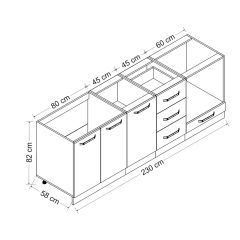 Minar 230 Cm Mutfak Dolabı Beyaz 230-B6-Alt Modül