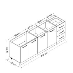 Minar 235 Cm Mutfak Dolabı Beyaz 235-B2-Alt Modül