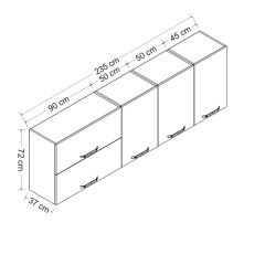 Minar 235 Cm Mutfak Dolabı Beyaz 235-B2-Üst Modül