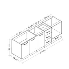 Minar 235 Cm Mutfak Dolabı Beyaz 235-B3-Alt Modül