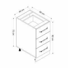 Minar Mutfak Modül Alt 3Ç Nray 40Cm Dolap Byz Mebran C Byz