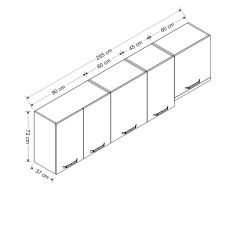 Minar 255 Cm Mutfak Dolabı Beyaz 255-B5-Üst Modül