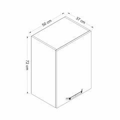 Minar Mutfak Modül Üst 1Dk2R 50Cm Dolap Byz Aliminyum Füme Cam