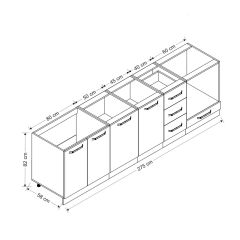 Minar 275 Cm Mutfak Dolabı Beyaz 275-B3-Alt Modül