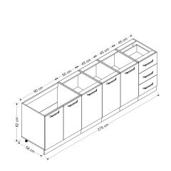Minar 275 Cm Mutfak Dolabı Beyaz Antrasit 275-A1-Alt Modül