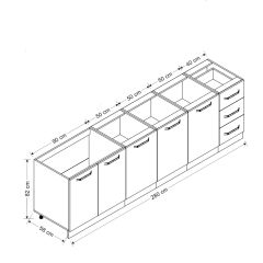 Minar 280 Cm Mutfak Dolabı Beyaz Dore 280-D1-Alt Modül