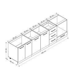 Minar 285 Cm Mutfak Dolabı Beyaz 285-B3-Alt Modül