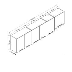 Minar 285 Cm Mutfak Dolabı Beyaz 285-B7-Üst Modül