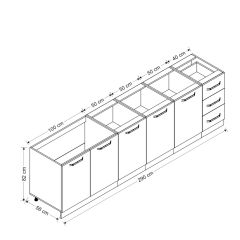 Minar 290 Cm Mutfak Dolabı Beyaz Dore 290-D2-Alt Modül