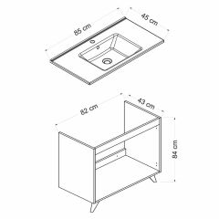 Minar Banyo Dolabı Alt 85Cm Ay2K+Etj Beyaz