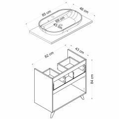 Minar Banyo Dolabı Alt 85Cm Ay2K1Ç+Tzg Beyaz