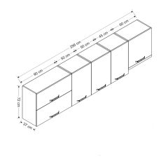 Minar 295 Cm Mutfak Dolabı Beyaz 295-B7-Üst Modül