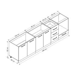 Minar 295 Cm Mutfak Dolabı Beyaz Dore 295-D3-Alt Modül