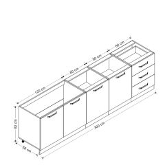 Minar 300 Cm Mutfak Dolabı Beyaz 300-B3-Alt Modül