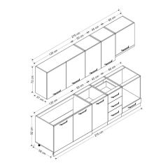 Minar 275 Cm Mutfak Dolabı Beyaz Dore 275-D8