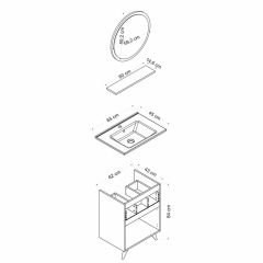 Minar Banyo Dolabı 65Cm Ay2K1Ç+1Ya1R+Etj Beyaz