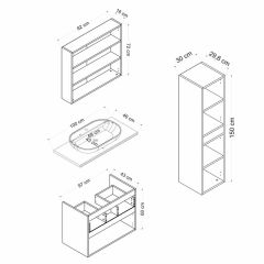 Minar Banyo Dolabı 100Cm As2K1Ç+2K2A+Tzg+Boy Beyaz