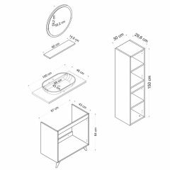 Minar Banyo Dolabı 100Cm Ay2K+1Ya1R+Tzg+Boy Beyaz