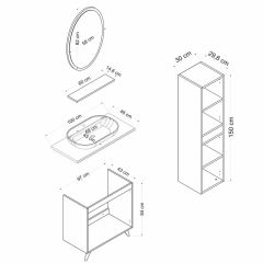 Minar Banyo Dolabı 100Cm Ay2K+1Ea1R+Tzg+Boy Beyaz