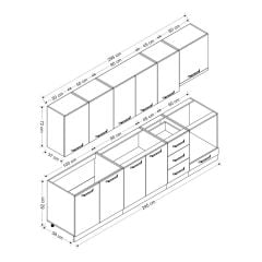 Minar 295 Cm Mutfak Dolabı Beyaz Dore 295-D5