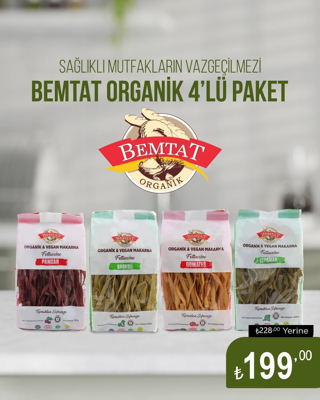 Bemtat Organik & Vegan Makarna Grubu X4