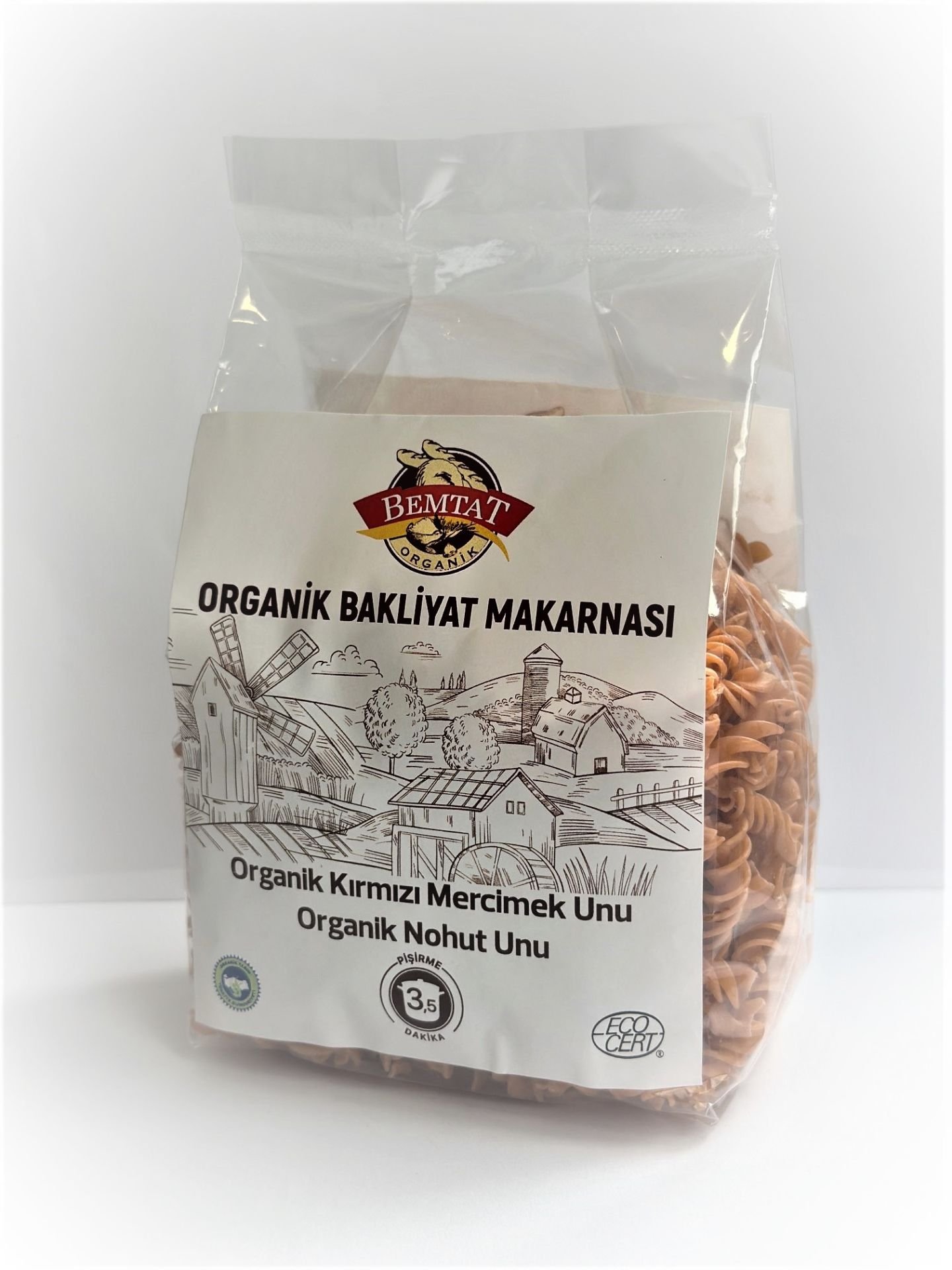 ORGANİK BAKLİYAT MAKARNASI (KIRMIZI MERCİMEK VE NOHUT UNU) 250 GR